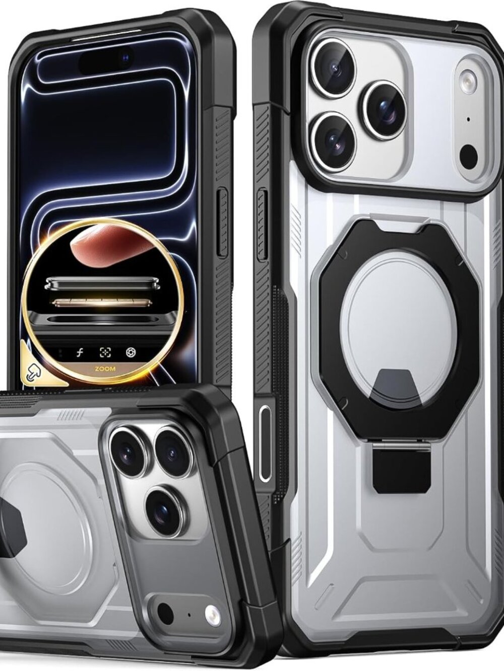 Poetic Spartan Case with Ring Stand for iPhone 17 Pro Max Black/Clear Back